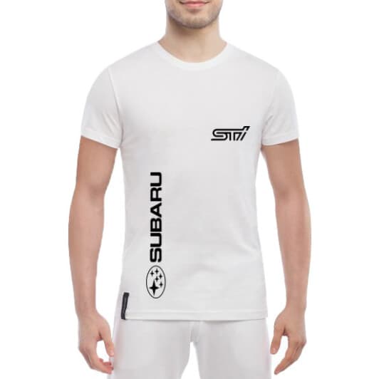 Футболка чоловіча Globuspioner класична Subaru STI Vertical біла принт спереду