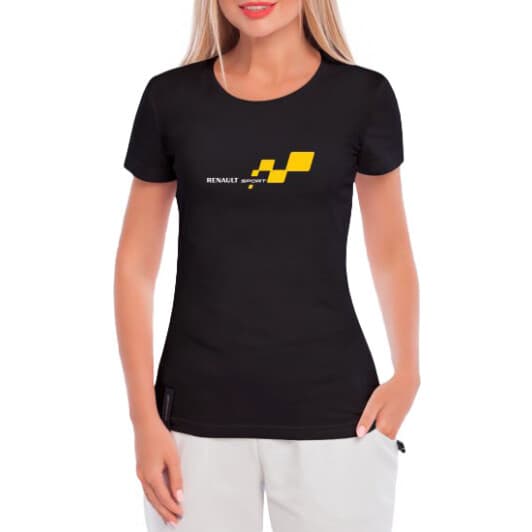 Футболка женская Globuspioner классическая Sport Renault черная принт спереди