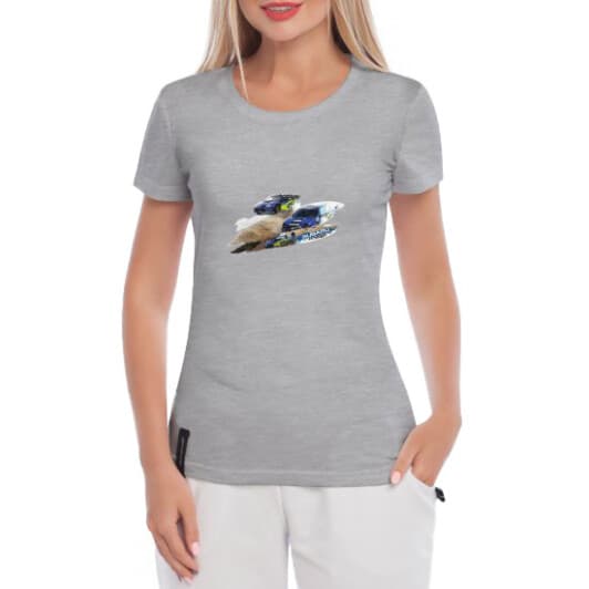 Футболка жіноча Globuspioner класична Subaru Impreza Rally сіра принт спереду