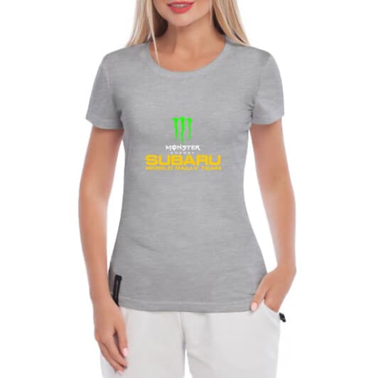 Футболка женская Globuspioner классическая Subaru Monster серая принт спереди