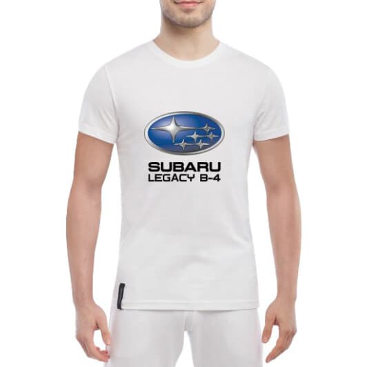 Футболка мужская Globuspioner классическая Subaru Legacy B-4 белый спереди