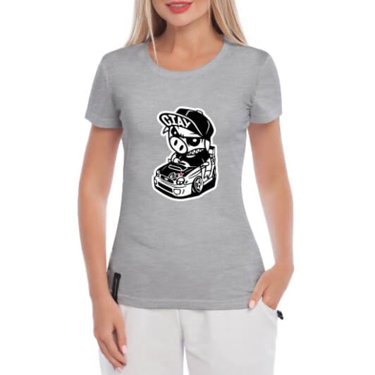 Футболка жіноча Globuspioner класична Subaru Ciay сіра принт спереду