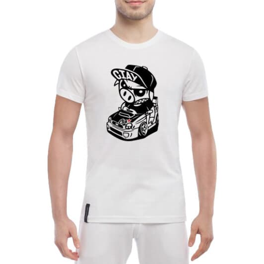 Футболка чоловіча Globuspioner класична Subaru Ciay біла принт спереду