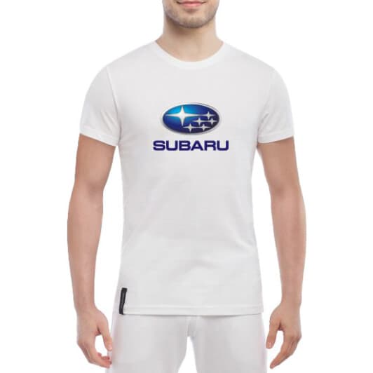 Футболка мужская Globuspioner классическая Subaru Big Logo Blue белый спереди