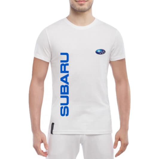 Футболка мужская Globuspioner классическая Subaru Logo Vertical белый спереди