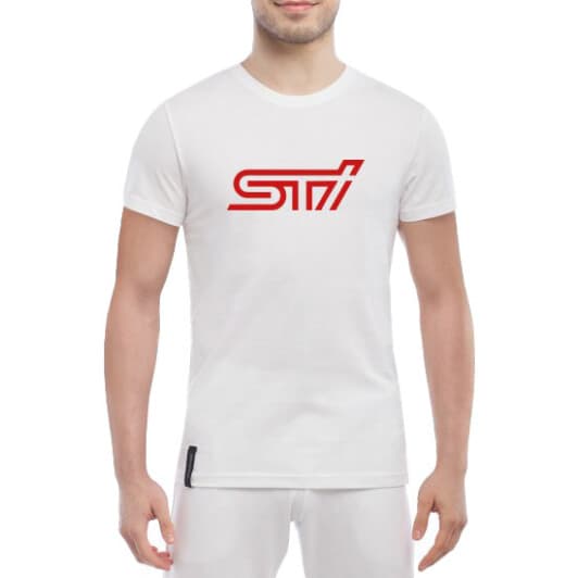 Футболка мужская Globuspioner классическая Subaru STI Red белый спереди