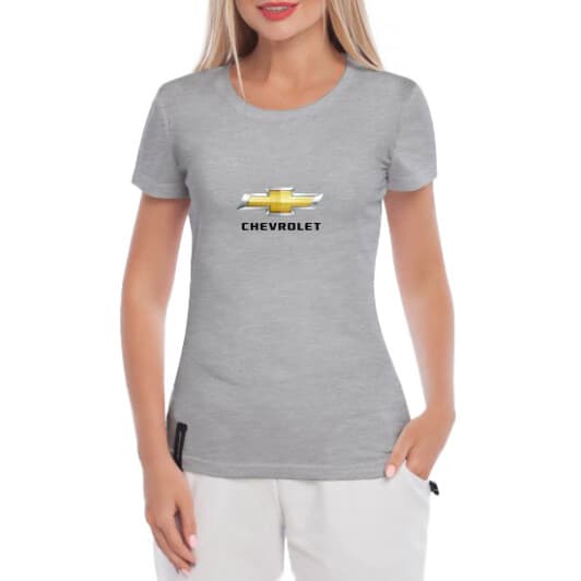 Футболка женская Globuspioner классическая Chevrolet Logo серая принт спереди