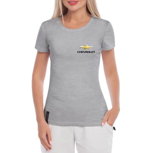 Футболка женская Globuspioner классическая Chevrolet Mini Logo серая принт спереди