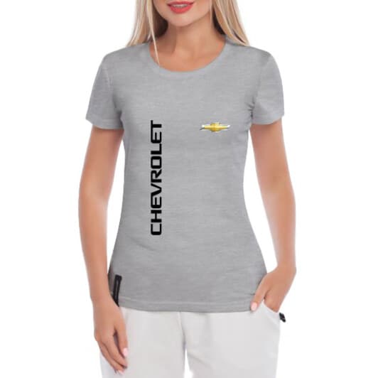Футболка женская Globuspioner классическая Chevrolet Logo Vertical серая принт спереди