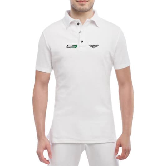Футболка чоловіча Globuspioner поло Bentley GT3 Continental біла принт спереду