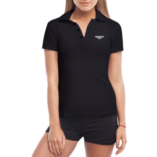 Футболка жіноча Globuspioner поло Bentley чорна принт спереду