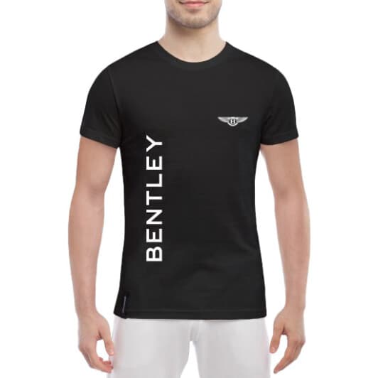 Футболка чоловіча Globuspioner класична Bentley Big Logo Vertical чорна принт спереду