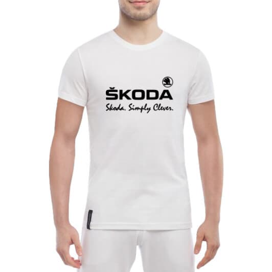 Футболка мужская Globuspioner классическая Skoda Slogan белый спереди