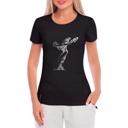 Футболка жіноча Globuspioner класична Rolls-Royce Nike чорна принт спереду