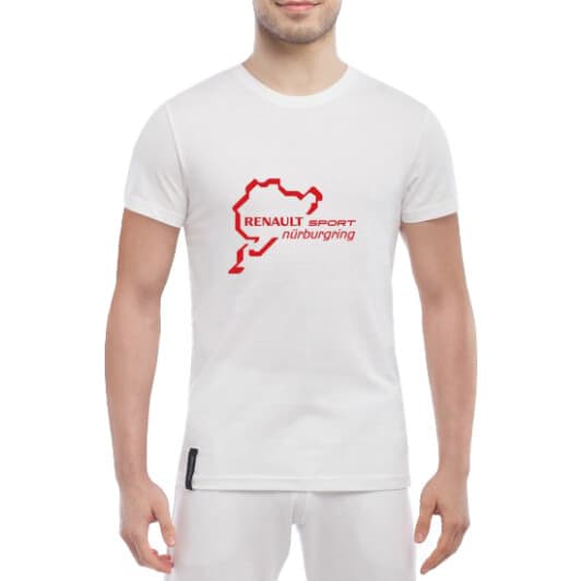 Футболка чоловіча Globuspioner класична Renault Nurburgring біла принт спереду