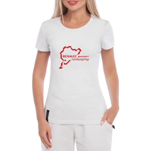 Футболка женская Globuspioner классическая Renault Nurburgring белая принт спереди