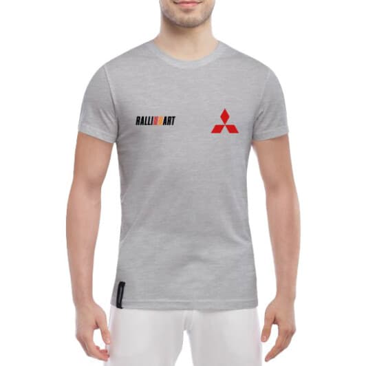 Футболка мужская Globuspioner классическая Ralli Art Mitsubishi серый спереди