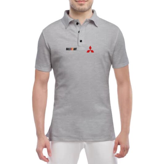 Футболка мужская Globuspioner поло Ralli Art Mitsubishi серый спереди