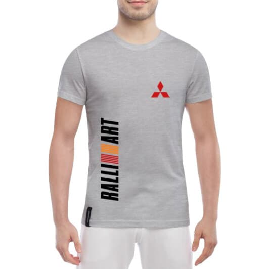 Футболка мужская Globuspioner классическая Mitsubishi Ralli Art Vertical серый спереди