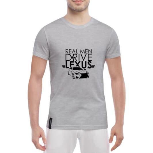 Футболка чоловіча Globuspioner класична Real Men Drive Lexus сіра принт спереду
