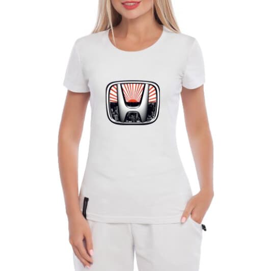 Футболка жіноча Globuspioner класична Rise of Honda біла принт спереду