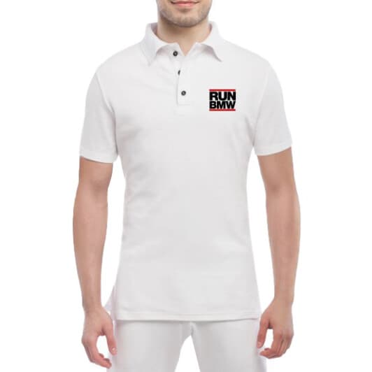 Футболка чоловіча Globuspioner поло Run BMW біла принт спереду