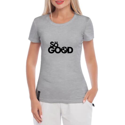 Футболка женская Globuspioner классическая So Good серая принт спереди