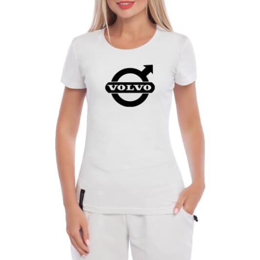 Футболка жіноча Globuspioner класична Volvo Big Logo біла принт спереду