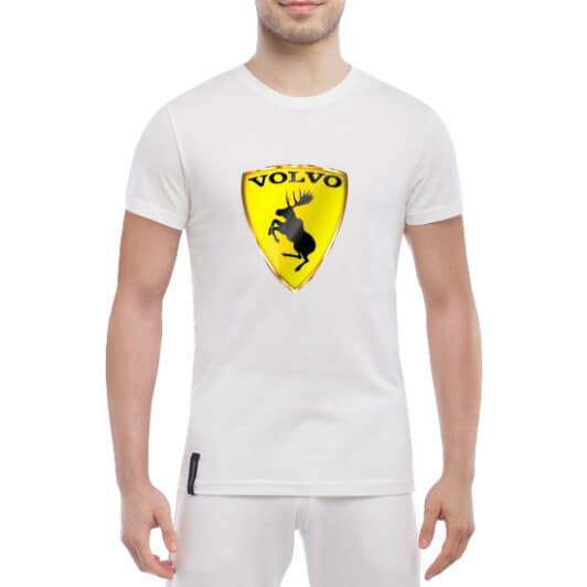 Футболка чоловіча Globuspioner класична Volvo Logo Moose біла принт спереду