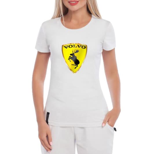 Футболка жіноча Globuspioner класична Volvo Logo Moose біла принт спереду