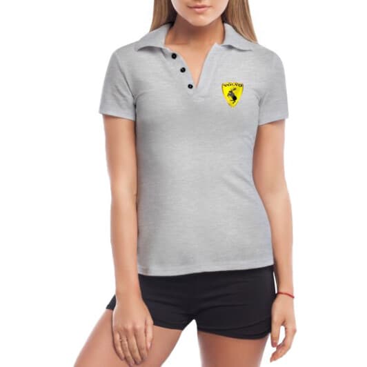 Футболка жіноча Globuspioner поло Volvo Logo Moose сіра принт спереду