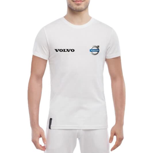 Футболка чоловіча Globuspioner класична Volvo Logo Wide біла принт спереду