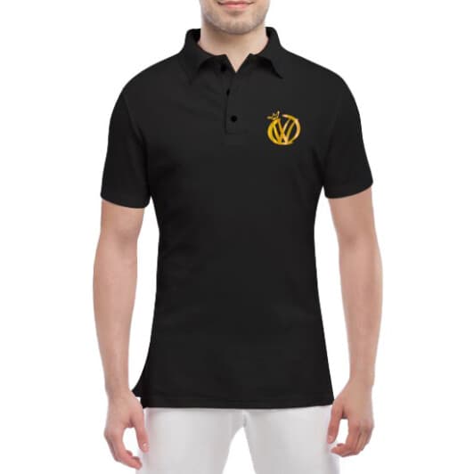 Футболка чоловіча Globuspioner поло Volkswagen King чорна принт спереду