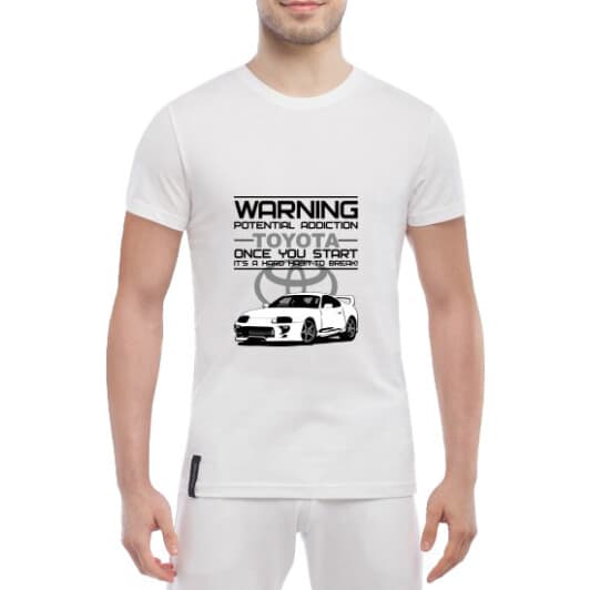Футболка чоловіча Globuspioner класична Warning Toyota біла принт спереду