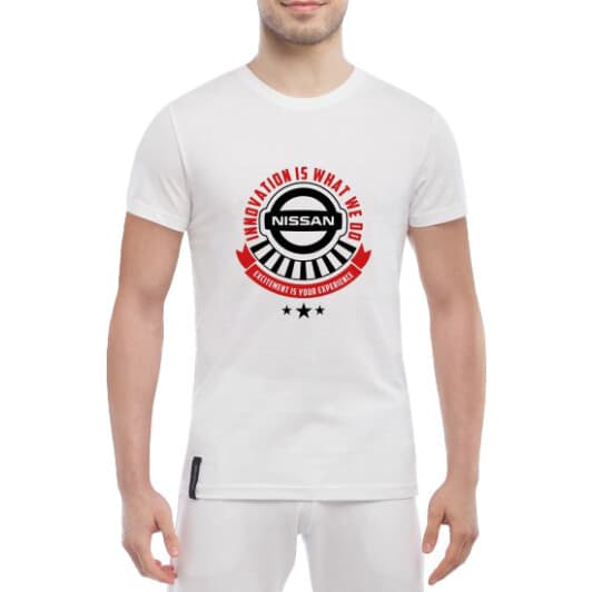 Футболка мужская Globuspioner классическая What we do Nissan белый спереди