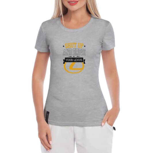 Футболка женская Globuspioner классическая Your Lexus серая принт спереди
