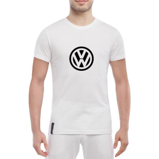 Футболка чоловіча Globuspioner класична Volkswagen Mini Sign Black біла принт спереду