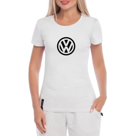 Футболка жіноча Globuspioner класична Volkswagen Mini Sign Black біла принт спереду
