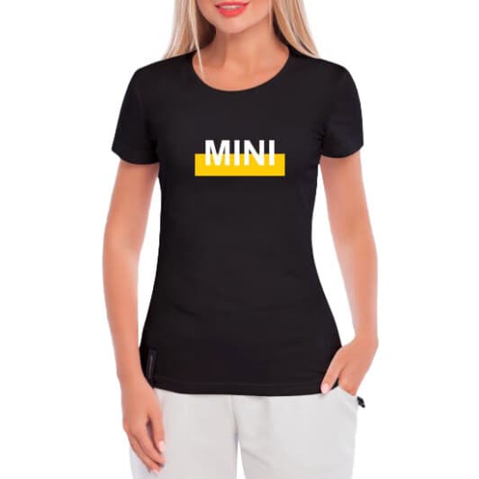 Футболка жіноча Globuspioner класична Mini Cooper Yellow чорна принт спереду