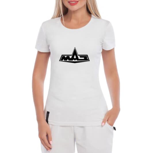 Футболка женская Globuspioner классическая МАЗ белая принт спереди