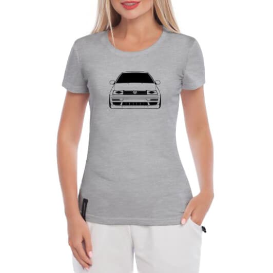 Футболка женская Globuspioner классическая Volkswagen Jetta A3 серая принт спереди