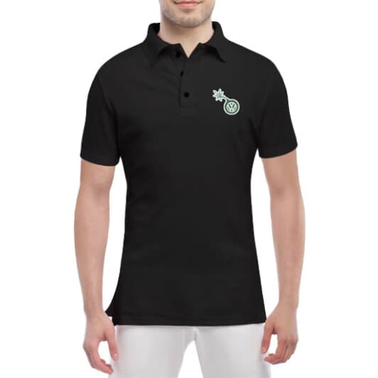 Футболка чоловіча Globuspioner поло Volkswagen Mini Bomb чорна принт спереду