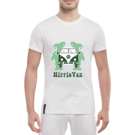 Футболка мужская Globuspioner классическая Volkswagen Hippie Van белый спереди