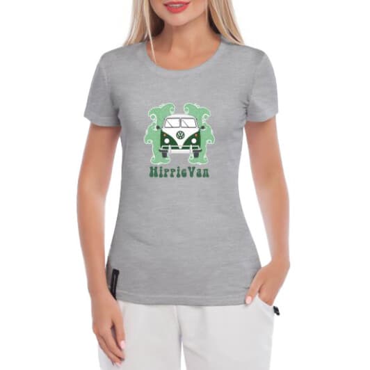 Футболка женская Globuspioner классическая Volkswagen Hippie Van серая принт спереди