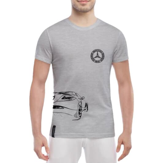 Футболка чоловіча Globuspioner класична Mercedes-Benz Art сіра принт спереду