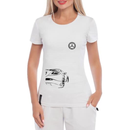 Футболка жіноча Globuspioner класична Mercedes-Benz Art біла принт спереду