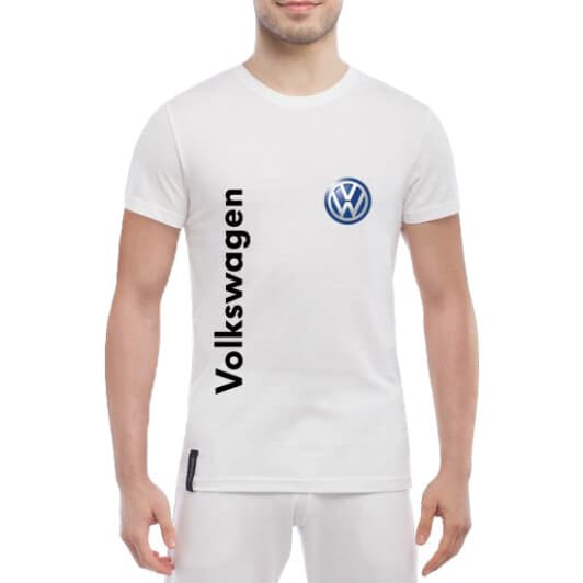 Футболка чоловіча Globuspioner класична Volkswagen Big Logo Vertical біла принт спереду