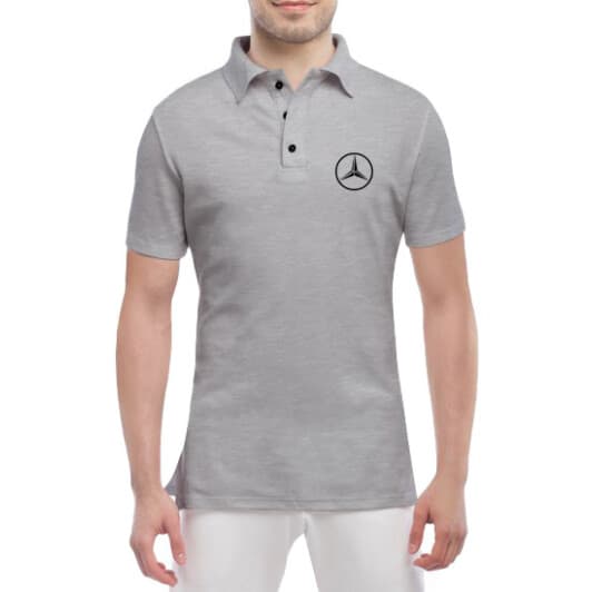 Футболка мужская Globuspioner поло Mercedes-Benz Big Sign серый спереди