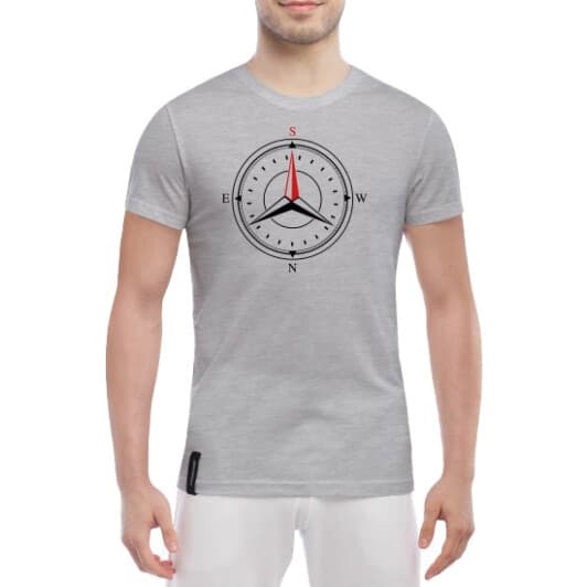 Футболка мужская Globuspioner классическая Mercedes-Benz Compass серый спереди