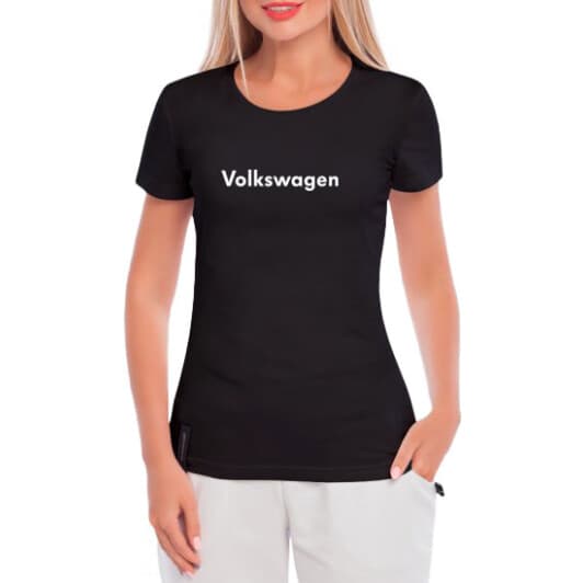 Футболка женская Globuspioner классическая Volkswagen Wide черная принт спереди